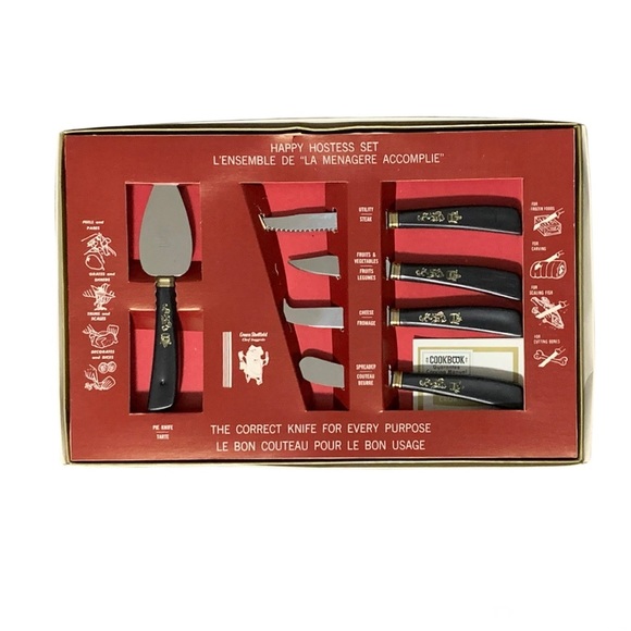 NIB Vintage 50’s / 60’s Woodlyn Crown Sheffield Happy Hostess Knife Set - Picture 2 of 14